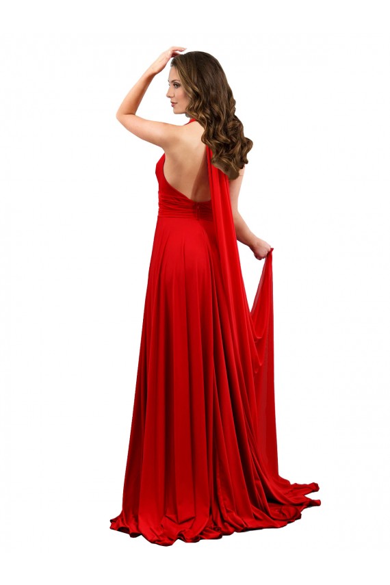 Spandex Abrir de volta Comprimento Chão Cabeçada Linha A Vermelho Vestidos de Madrinha / Vestidos de Noite / Vestidos de Festa em Promoção